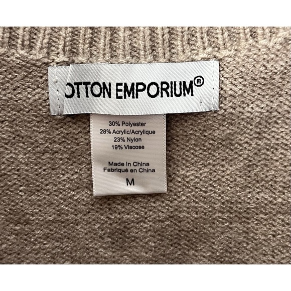 Cotton Emporium Cable Knit Cropped Tank Top Womens Size Medium Beige Ribbed Hem - Picture 3 of 5